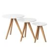 Mørteens Beistelltisch Past Past I (3-teilig) - Eiche teilmassiv - Weiß / Eiche