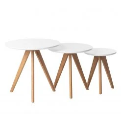 Mørteens Beistelltisch Past Past I (3-teilig) - Eiche teilmassiv - Weiß / Eiche -Wohnzimmermöbel boutique en ligne 1000008518 180918 12451702 GALLERYIMAGES P000000001000008518