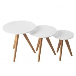 Mørteens Beistelltisch Past Past I (3-teilig) - Eiche teilmassiv - Weiß / Eiche -Wohnzimmermöbel boutique en ligne 1000008518 180918 12451706 GALLERYIMAGES P000000001000008518