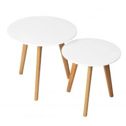 Mørteens Beistelltisch-Set Nilla I (2-teilig) - Eiche teilmassiv - Matt Weiß -Wohnzimmermöbel boutique en ligne 1000008531 180918 12451810 GALLERYIMAGES P000000001000008531