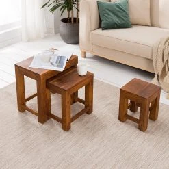 Ars Natura Beistelltisch Ohio (3er-Set) - Sheesham massiv -Wohnzimmermöbel boutique en ligne 1000008721 210518 15225400013 DETAILS P000000001000008721