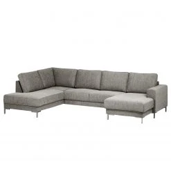 Fredriks Wohnlandschaft Summer Webstoff - Webstoff Madu: Hellgrau - Longchair davorstehend rechts / Ottomane links