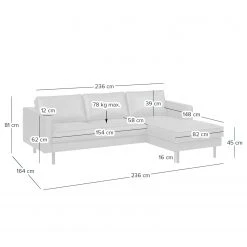 Ars manufacti Ecksofa FORT DODGE - Antiklederlook - Microfaser Yaka: Cognac - Longchair davorstehend rechts - Ohne Schlaffunktion -Wohnzimmermöbel boutique en ligne 1000015488 220919 500 SKETCH DETAILS P000000001000015488 sketch
