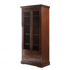 Montreux Vitrinenschrank Siena - Ayous teilmassiv - Antikbraun