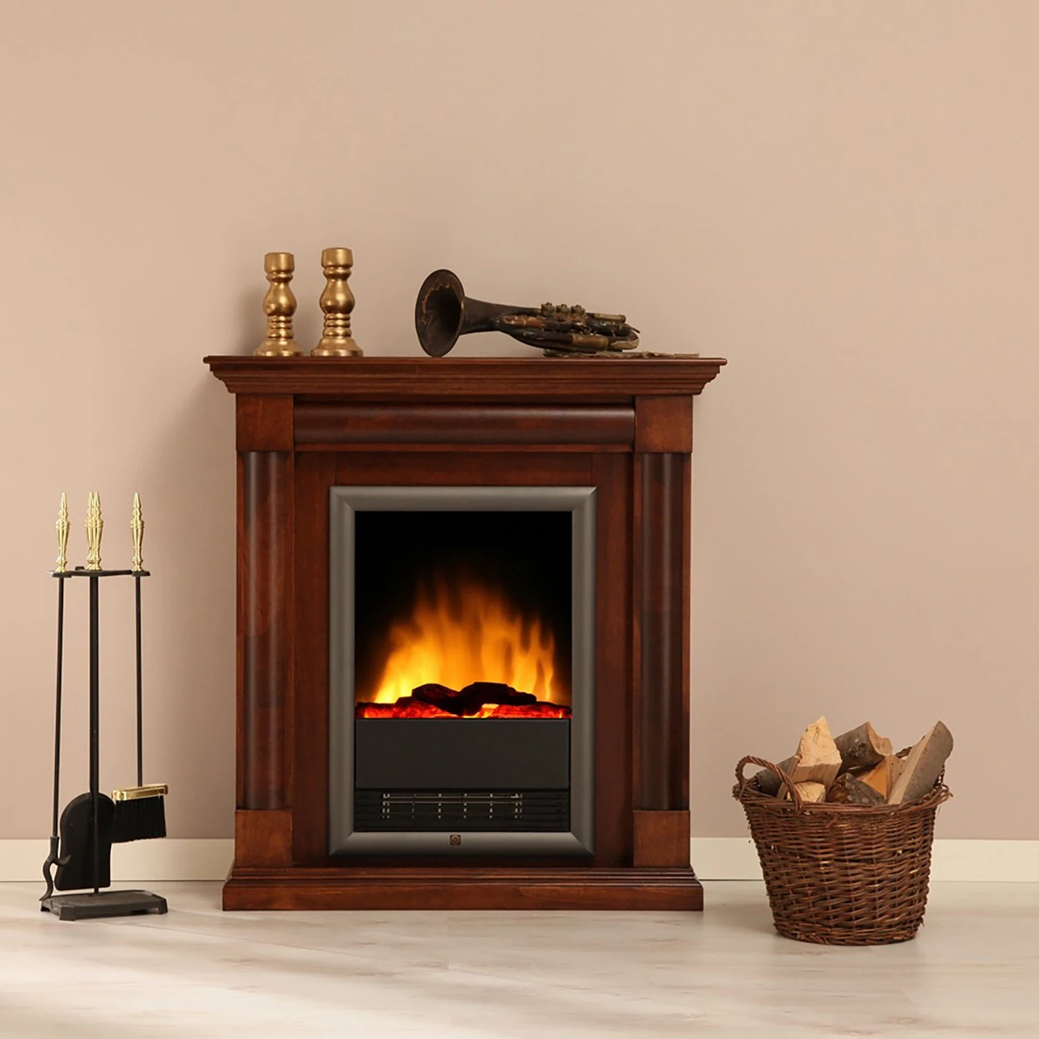 Montreux Elektrokamin Lomba - Nußbaumfarbig antik mit Wurzelfurnier 2 Montreux Elektrokamin Lomba - Nußbaumfarbig antik mit Wurzelfurnier – Bild 2