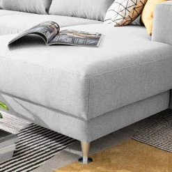 Fredriks Wohnlandschaft Arietta I Webstoff - Platingrau - Longchair davorstehend rechts / Ottomane links -Wohnzimmermöbel boutique en ligne 1000021419 180629 09084239 GALLERYIMAGES P000000001000021419