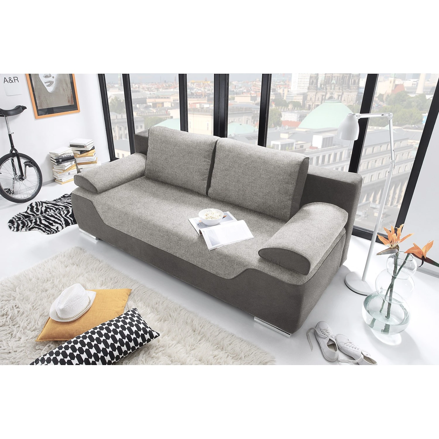 Fredriks Dauerschlafsofa Trepang - Strukturstoff / Flachgewebe - Grau / Hellgrau 2 Fredriks Dauerschlafsofa Trepang - Strukturstoff / Flachgewebe - Grau / Hellgrau – Bild 2