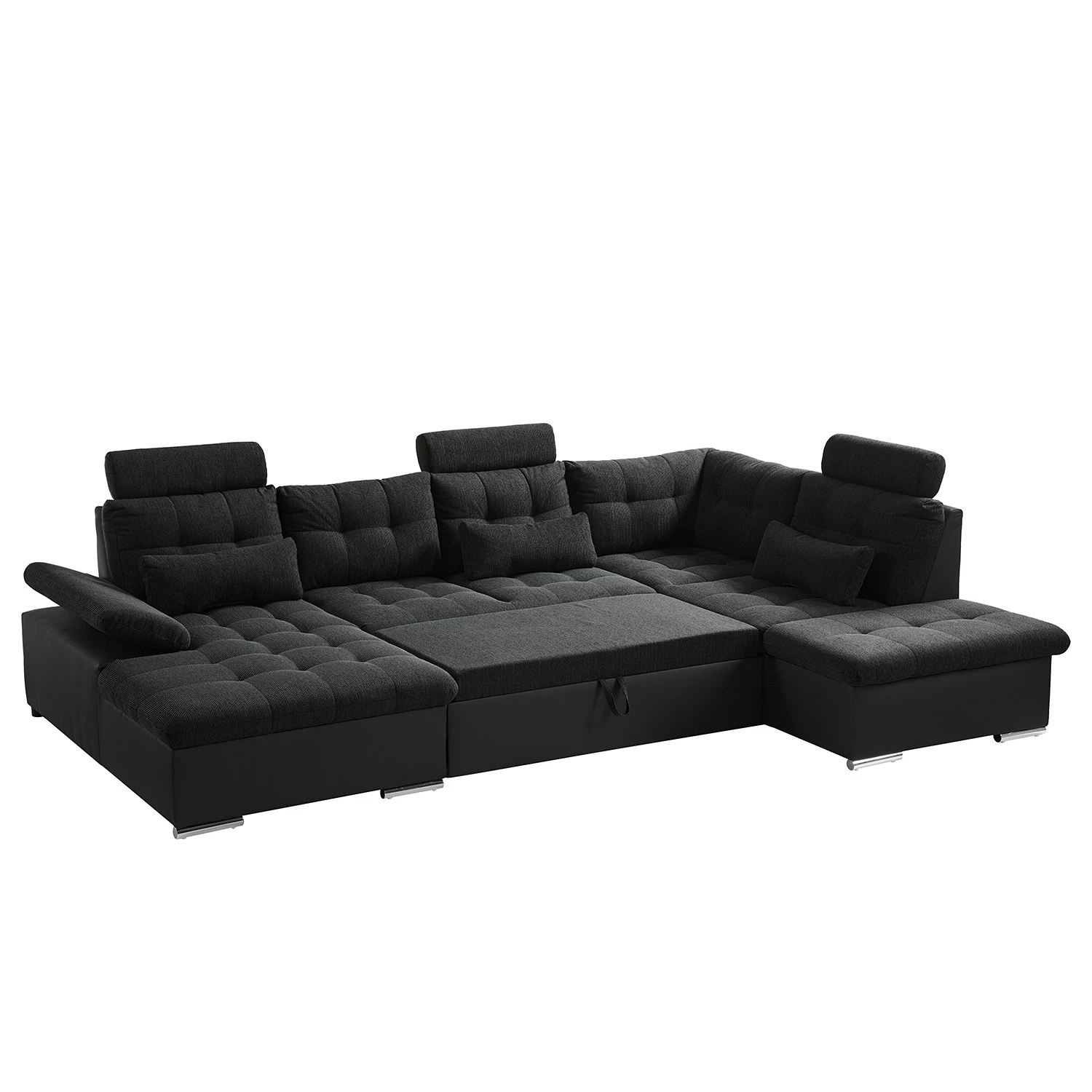 Fredriks Wohnlandschaft Puntiro I - Kunstleder Lilo / Strukturstoff Satur: Schwarz / Anthrazit - Longchair davorstehend links / Ottomane rechts 5 Fredriks Wohnlandschaft Puntiro I - Kunstleder Lilo / Strukturstoff Satur: Schwarz / Anthrazit - Longchair davorstehend links / Ottomane rechts – Bild 5