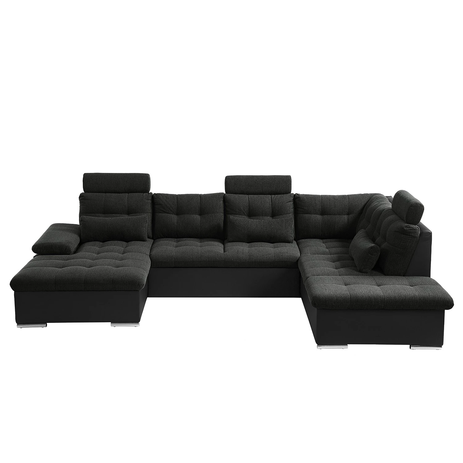 Fredriks Wohnlandschaft Puntiro I - Kunstleder Lilo / Strukturstoff Satur: Schwarz / Anthrazit - Longchair davorstehend links / Ottomane rechts 7 Fredriks Wohnlandschaft Puntiro I - Kunstleder Lilo / Strukturstoff Satur: Schwarz / Anthrazit - Longchair davorstehend links / Ottomane rechts – Bild 7