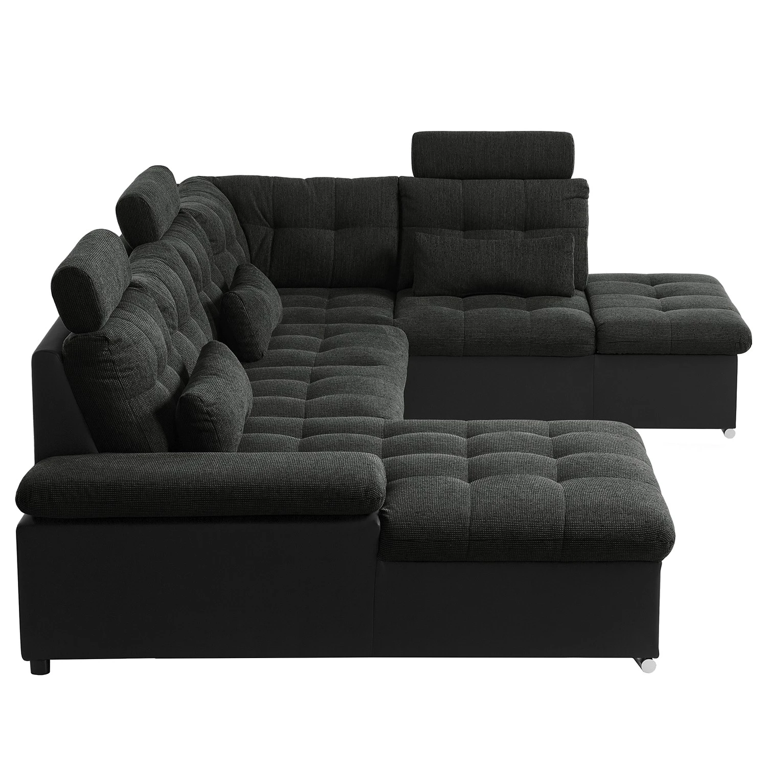 Fredriks Wohnlandschaft Puntiro I - Kunstleder Lilo / Strukturstoff Satur: Schwarz / Anthrazit - Longchair davorstehend links / Ottomane rechts 8 Fredriks Wohnlandschaft Puntiro I - Kunstleder Lilo / Strukturstoff Satur: Schwarz / Anthrazit - Longchair davorstehend links / Ottomane rechts – Bild 8