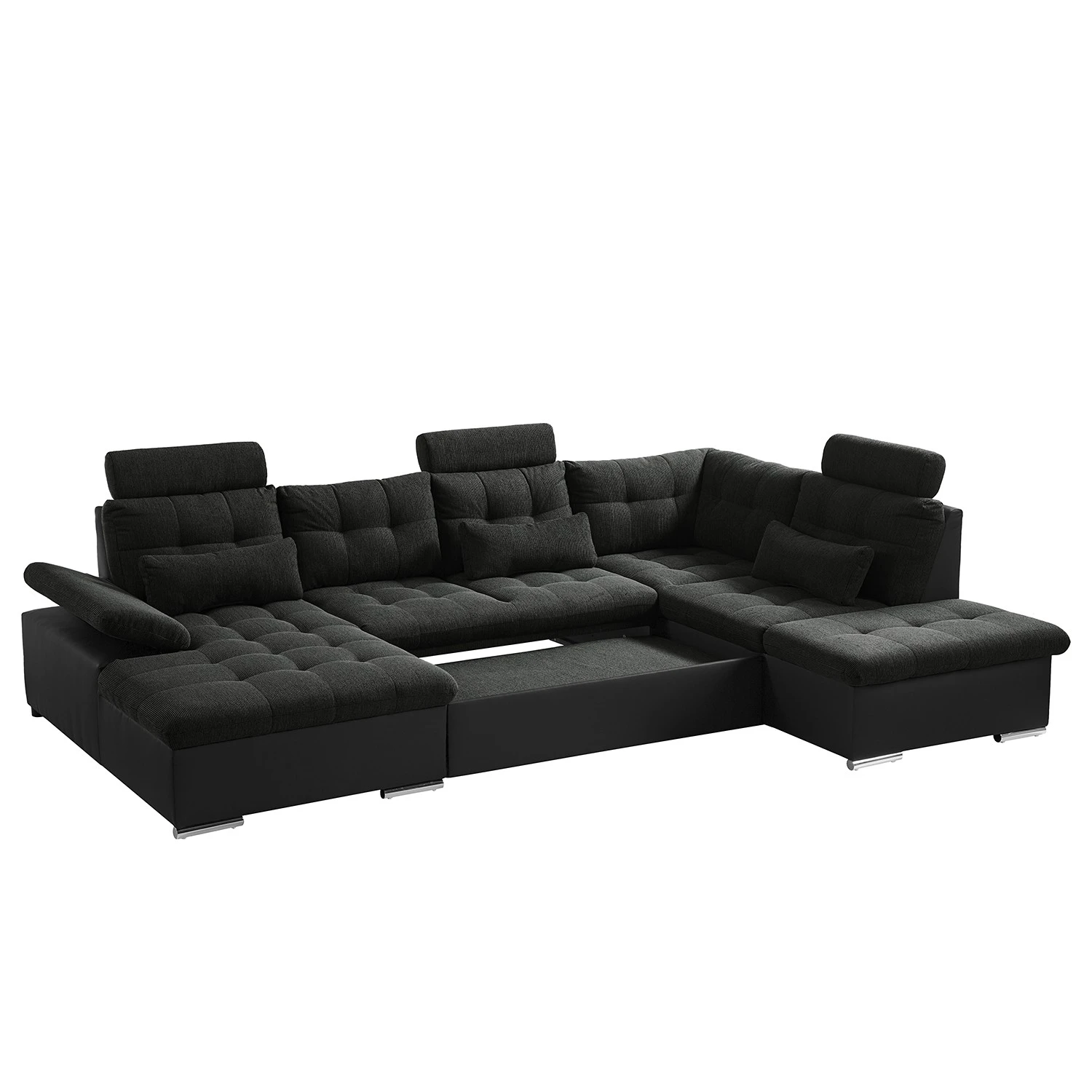 Fredriks Wohnlandschaft Puntiro I - Kunstleder Lilo / Strukturstoff Satur: Schwarz / Anthrazit - Longchair davorstehend links / Ottomane rechts 10 Fredriks Wohnlandschaft Puntiro I - Kunstleder Lilo / Strukturstoff Satur: Schwarz / Anthrazit - Longchair davorstehend links / Ottomane rechts – Bild 10