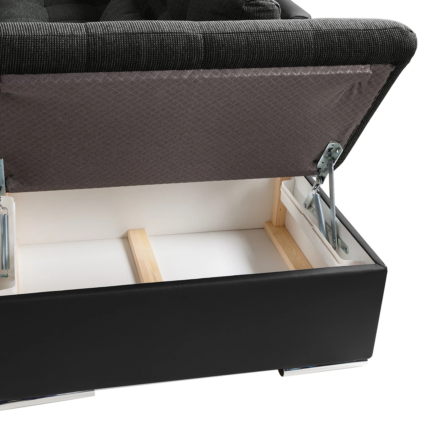 Fredriks Wohnlandschaft Puntiro I - Kunstleder Lilo / Strukturstoff Satur: Schwarz / Anthrazit - Longchair davorstehend links / Ottomane rechts 22 Fredriks Wohnlandschaft Puntiro I - Kunstleder Lilo / Strukturstoff Satur: Schwarz / Anthrazit - Longchair davorstehend links / Ottomane rechts – Bild 22