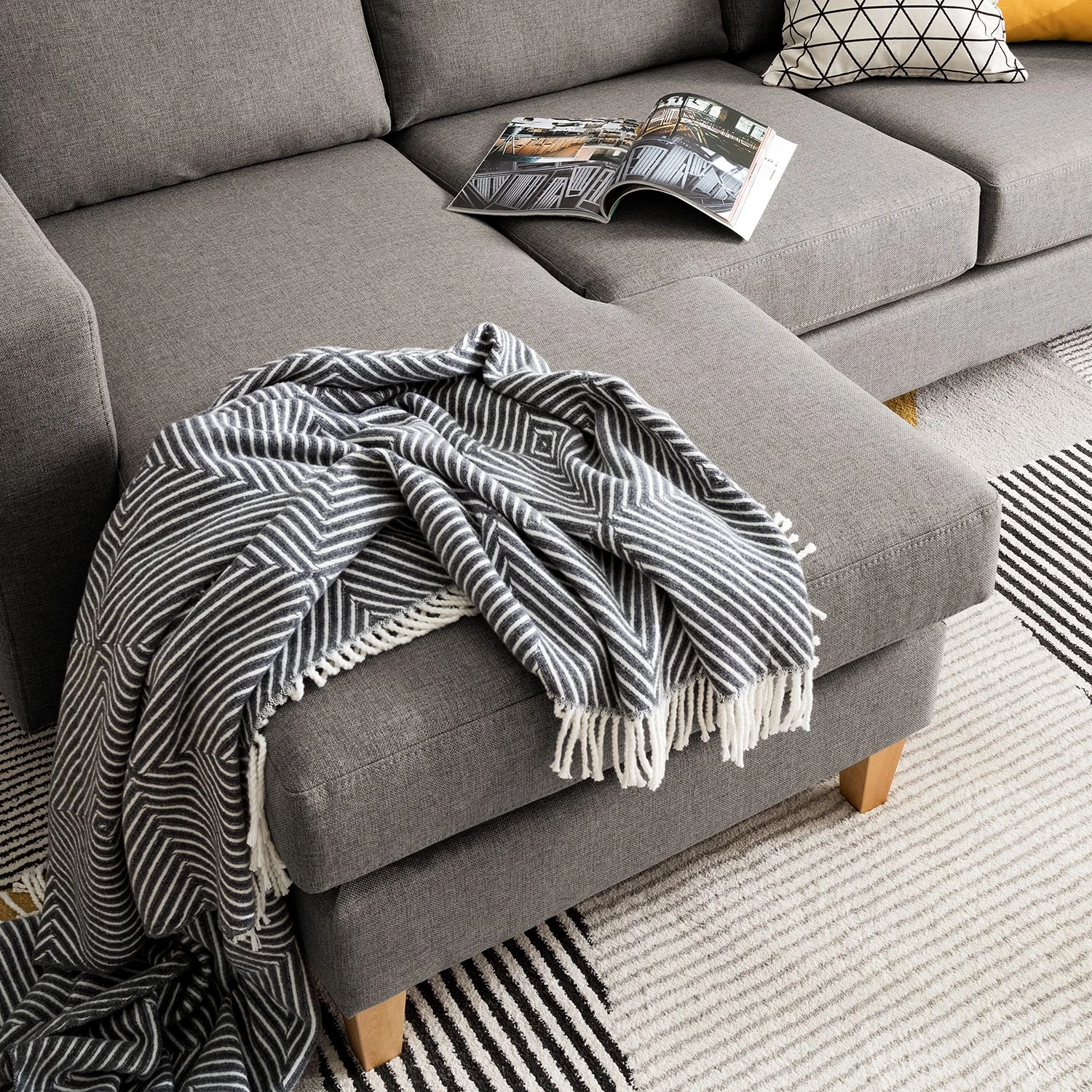 Norrwood Ecksofa MAISON 2-Sitzer mit Longchair - Webstoff Inas: Cubanit - Longchair davorstehend links 9 Norrwood Ecksofa MAISON 2-Sitzer mit Longchair - Webstoff Inas: Cubanit - Longchair davorstehend links – Bild 9