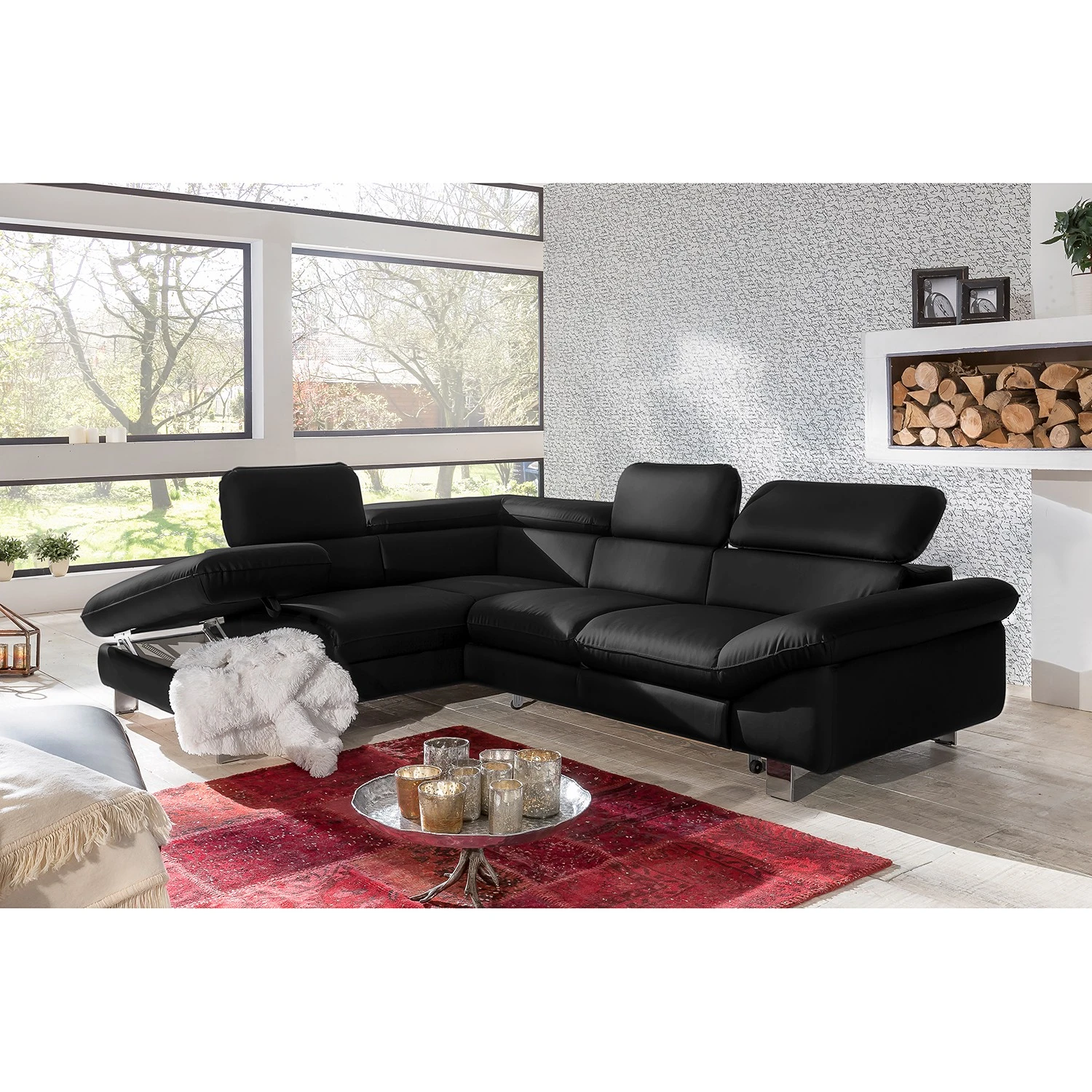 Cotta Ecksofa Waiho II Echtleder - Schwarz - Longchair davorstehend links - Mit Schlaffunktion 4 Cotta Ecksofa Waiho II Echtleder - Schwarz - Longchair davorstehend links - Mit Schlaffunktion – Bild 4