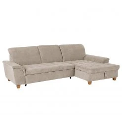 Ars Natura Ecksofa Charlo Microfaser - Cappuccino - Longchair davorstehend rechts - Mit Schlaffunktion