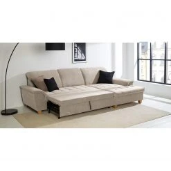 Ars Natura Ecksofa Charlo Microfaser - Cappuccino - Longchair davorstehend rechts - Mit Schlaffunktion -Wohnzimmermöbel boutique en ligne 1000029556 220802 021 MOOD DETAILS P000000001000029556 mood