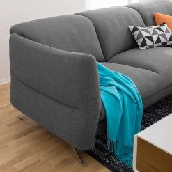 Loftscape Ecksofa Radway Flachgewebe - Dunkelgrau - Ottomane davorstehend rechts -Wohnzimmermöbel boutique en ligne 1000030795 180628 15041186 GALLERYIMAGES P000000001000030795