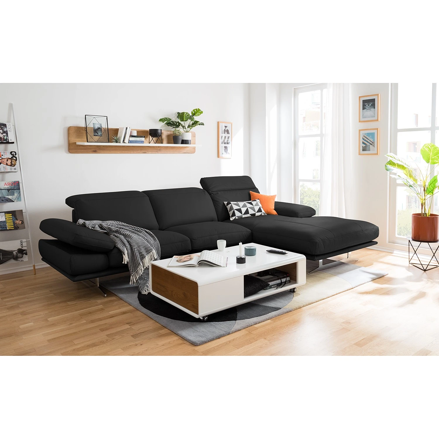 Loftscape Ecksofa Kingman Echtleder - Schwarz - Longchair davorstehend rechts 3 Loftscape Ecksofa Kingman Echtleder - Schwarz - Longchair davorstehend rechts – Bild 3