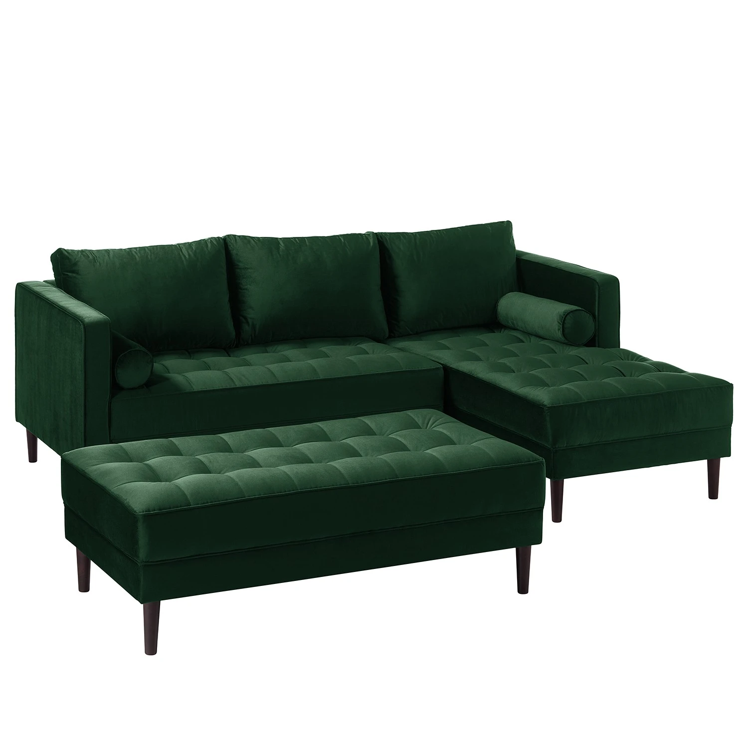 Eva Padberg Collection Ecksofa LAONA - Samt Pauno: Dunkelgrün - Longchair davorstehend rechts - Mit Hocker 1 Eva Padberg Collection Ecksofa LAONA - Samt Pauno: Dunkelgrün - Longchair davorstehend rechts - Mit Hocker