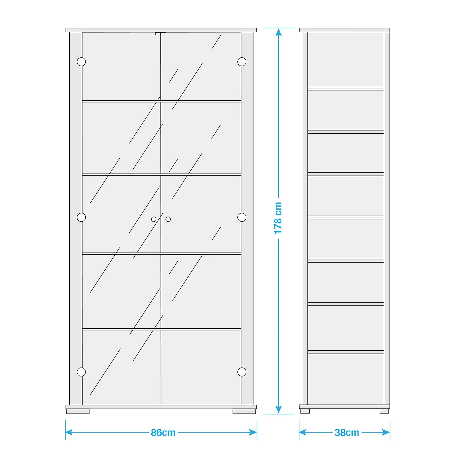 Fredriks Vitrine Nysa - Inkl. Beleuchtung - Hochglanz Weiß 3 Fredriks Vitrine Nysa - Inkl. Beleuchtung - Hochglanz Weiß – Bild 3