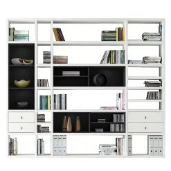 Loftscape XXL Regalwand Emporior IV.A - Weiß / Schwarz - Ohne Beleuchtung