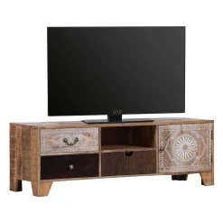 Ars manufacti TV-Lowboard Curenna - Mango teilmassiv - Mango / Braun