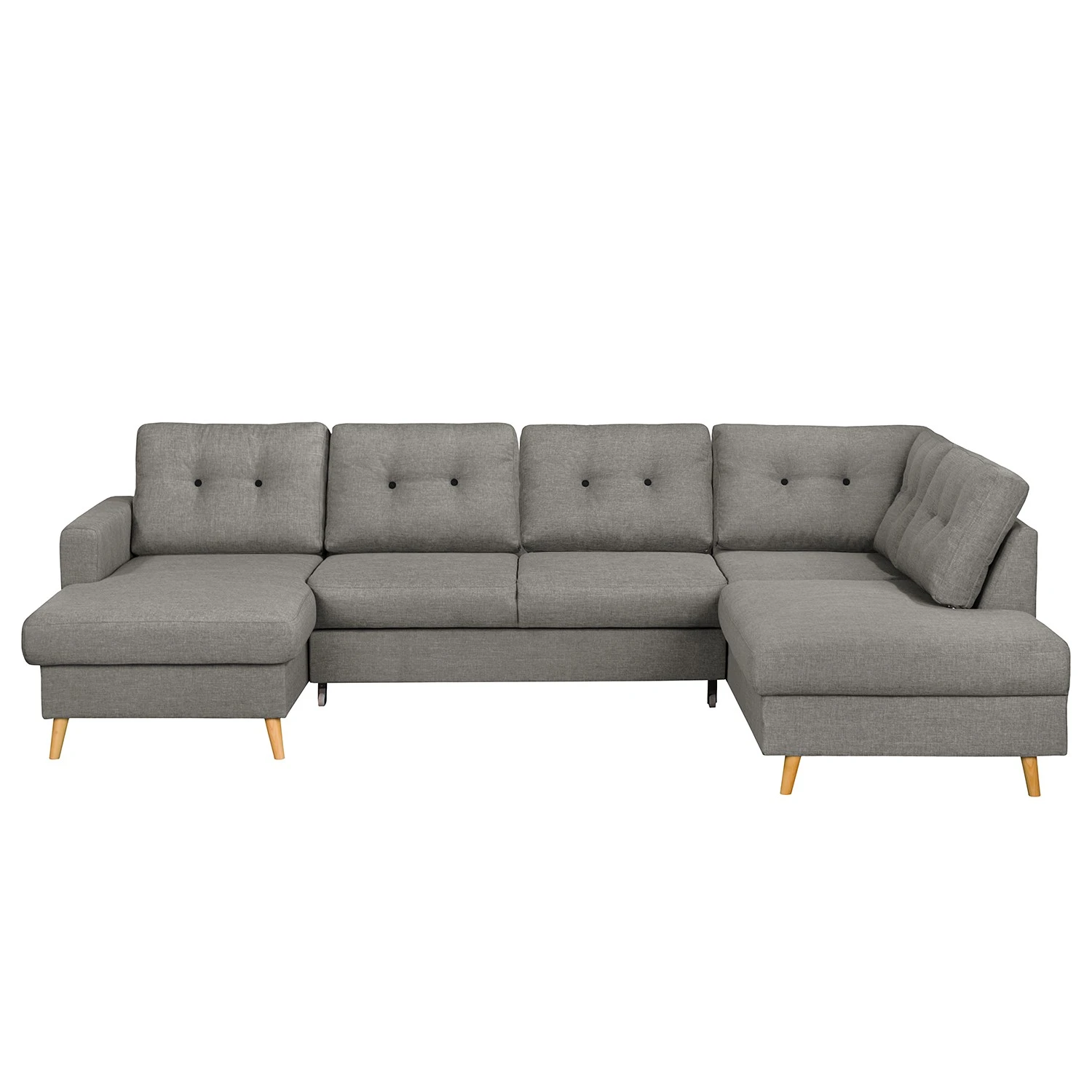 Mørteens Wohnlandschaft Sola Flachgewebe - Grau - Longchair davorstehend links / Ottomane rechts - Mit Schlaffunktion 4 Mørteens Wohnlandschaft Sola Flachgewebe - Grau - Longchair davorstehend links / Ottomane rechts - Mit Schlaffunktion – Bild 4