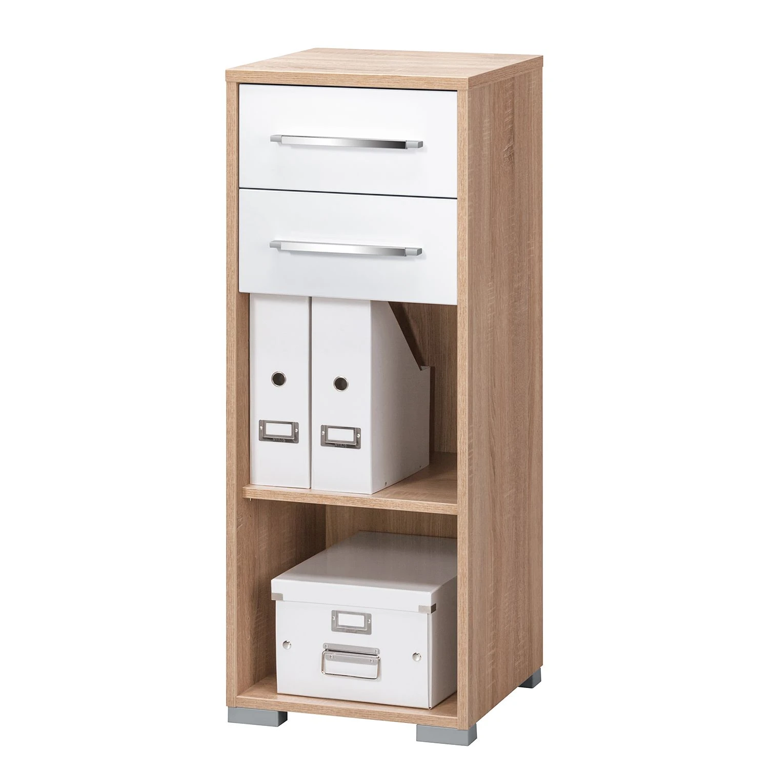 Aktenregal Merit - Eiche Sonoma Dekor / Hochglanz Weiß 2 Aktenregal Merit - Eiche Sonoma Dekor / Hochglanz Weiß – Bild 2