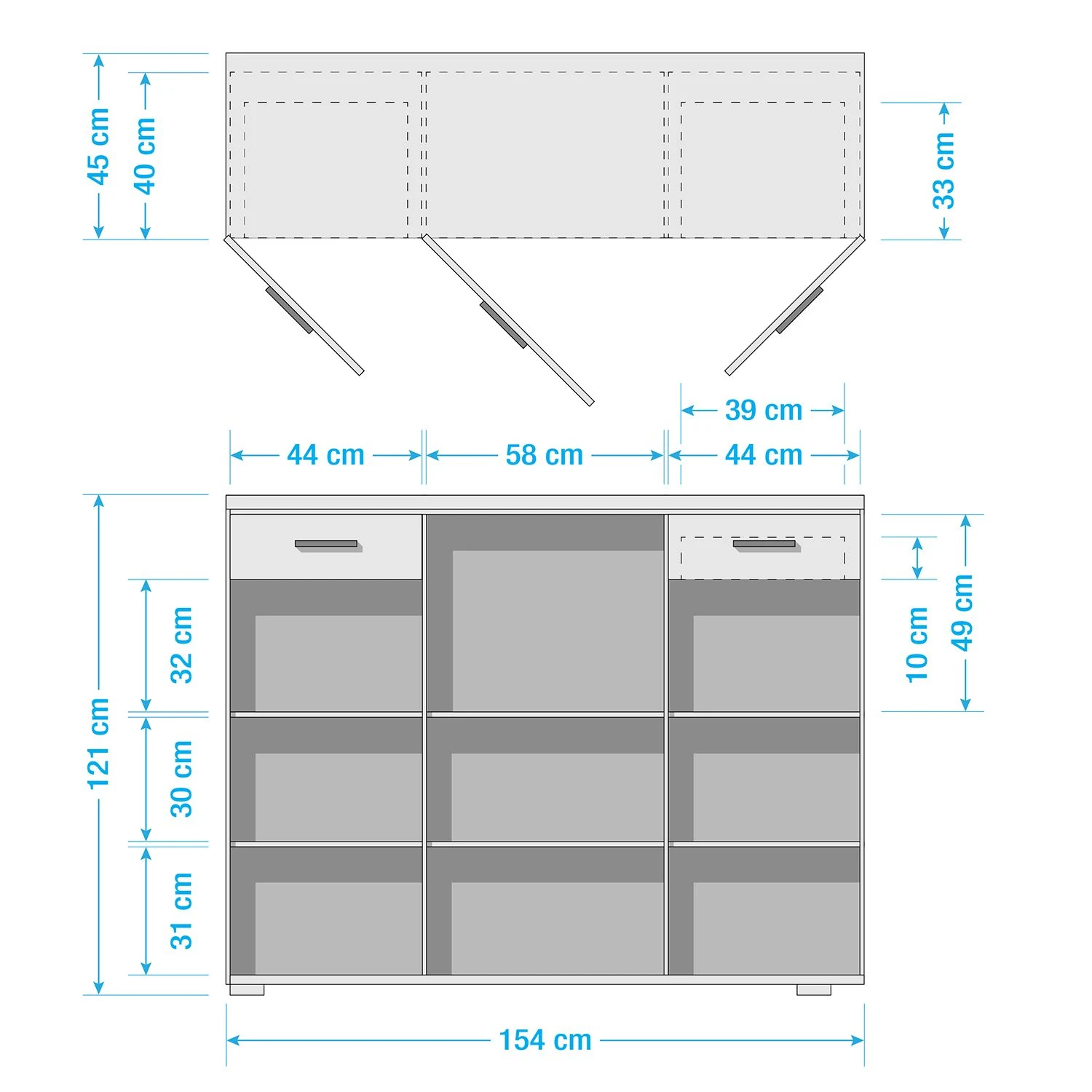 Loftscape Highboard Arco I - Hochglanz Weiß / Grau 6 Loftscape Highboard Arco I - Hochglanz Weiß / Grau – Bild 6