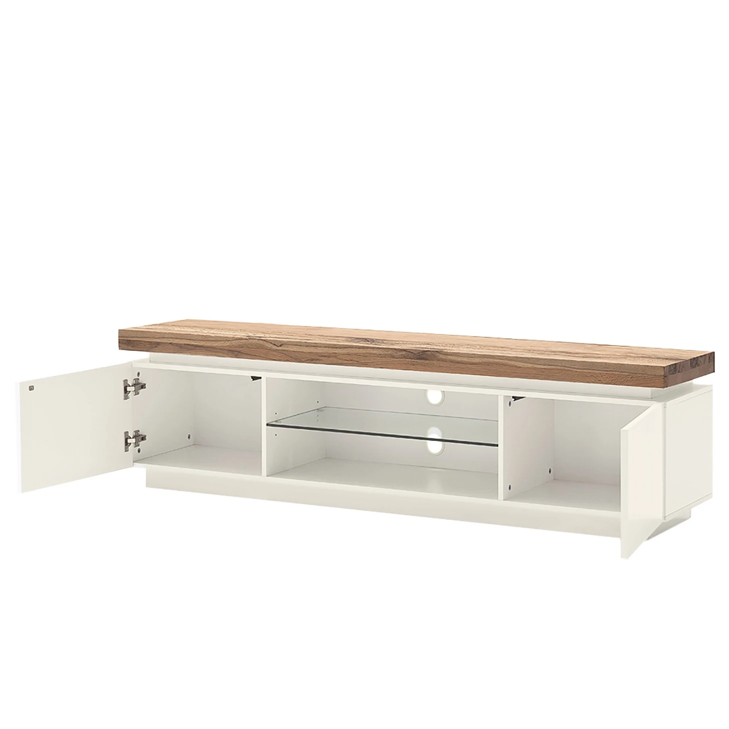 Fredriks TV-Lowboard Roble I (inkl. Beleuchtung) - Eiche / Matt Weiß 2 Fredriks TV-Lowboard Roble I (inkl. Beleuchtung) - Eiche / Matt Weiß – Bild 2