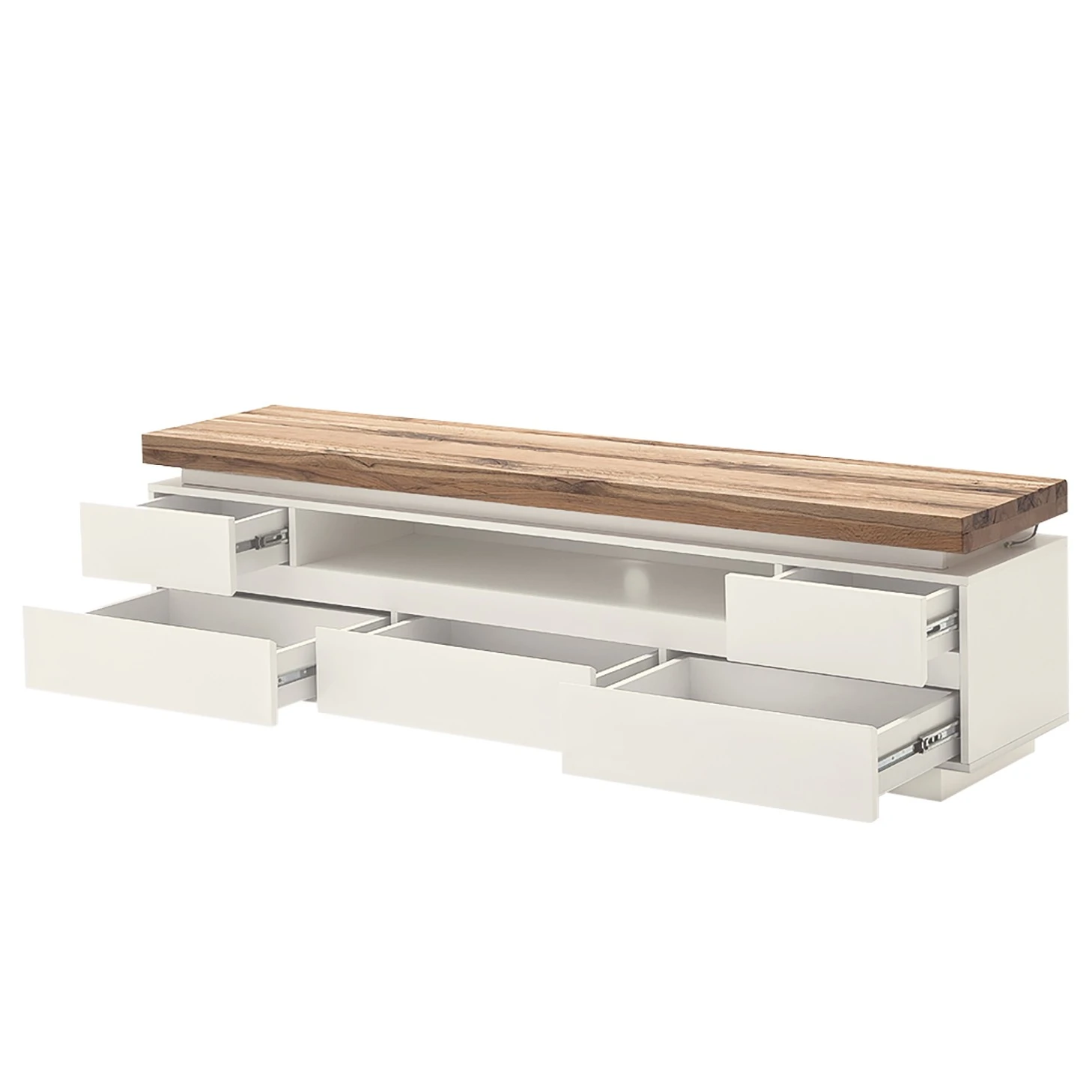 Fredriks TV-Lowboard Roble III - Inkl. Beleuchtung - Eiche / Matt Weiß 4 Fredriks TV-Lowboard Roble III - Inkl. Beleuchtung - Eiche / Matt Weiß – Bild 4