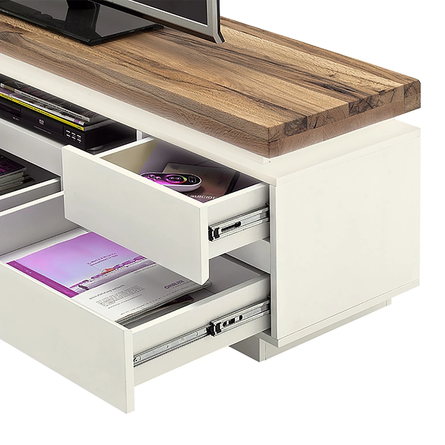 Fredriks TV-Lowboard Roble III - Inkl. Beleuchtung - Eiche / Matt Weiß 5 Fredriks TV-Lowboard Roble III - Inkl. Beleuchtung - Eiche / Matt Weiß – Bild 5