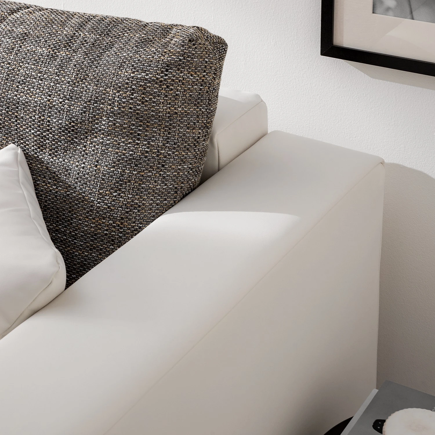 Fredriks Ecksofa Dublin II - (mit Schlaffunktion / beidseitig montierbar) - Kunstleder/Strukturstoff - Weiß / Grau 16 Fredriks Ecksofa Dublin II - (mit Schlaffunktion / beidseitig montierbar) - Kunstleder/Strukturstoff - Weiß / Grau – Bild 16