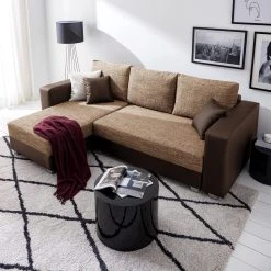 Fredriks Ecksofa Dublin II - (mit Schlaffunktion / beidseitig montierbar) - Kunstleder/Strukturstoff - Dunkelbraun / Braun -Wohnzimmermöbel boutique en ligne 1000073166 210614 18404300618 DETAILS P000000001000073166
