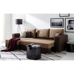 Fredriks Ecksofa Dublin II - (mit Schlaffunktion / beidseitig montierbar) - Kunstleder/Strukturstoff - Dunkelbraun / Braun -Wohnzimmermöbel boutique en ligne 1000073166 210614 18404300619 DETAILS P000000001000073166