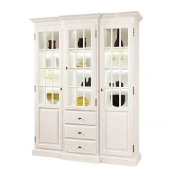 Ridgevalley Vitrinenschrank La Carlotta I - Pinie massiv - Creme - mit Beleuchtung