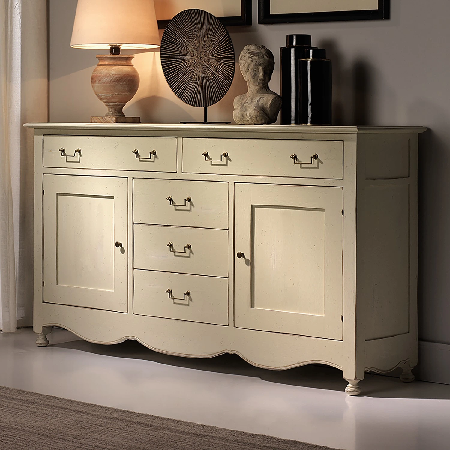 Maison Belfort Sideboard Azjana - Pinie massiv - Elfenbein 2 Maison Belfort Sideboard Azjana - Pinie massiv - Elfenbein – Bild 2