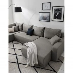 Fredriks Wohnlandschaft Togari - (mit Schlaffunktion) - Flachgewebe - Webstoff Sogol: Dunkelgrau - Longchair davorstehend rechts / Ottomane links -Wohnzimmermöbel boutique en ligne 1000085421 201130 15533200203 DETAILS P000000001000085421