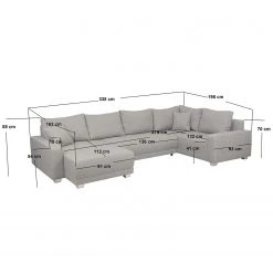 Fredriks Wohnlandschaft Togari - (mit Schlaffunktion) - Flachgewebe - Webstoff Sogol: Dunkelgrau - Longchair davorstehend rechts / Ottomane links -Wohnzimmermöbel boutique en ligne 1000085421 210205 13534300001 SKETCH DETAILS P000000001000085421 sketch