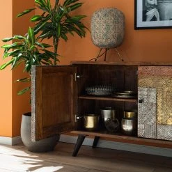 Wolf-Möbel Sideboard Orient - Akazie massiv / Metall - Mehrfarbig -Wohnzimmermöbel boutique en ligne 1000114122 200630 10585200013 DETAILS P000000001000114122