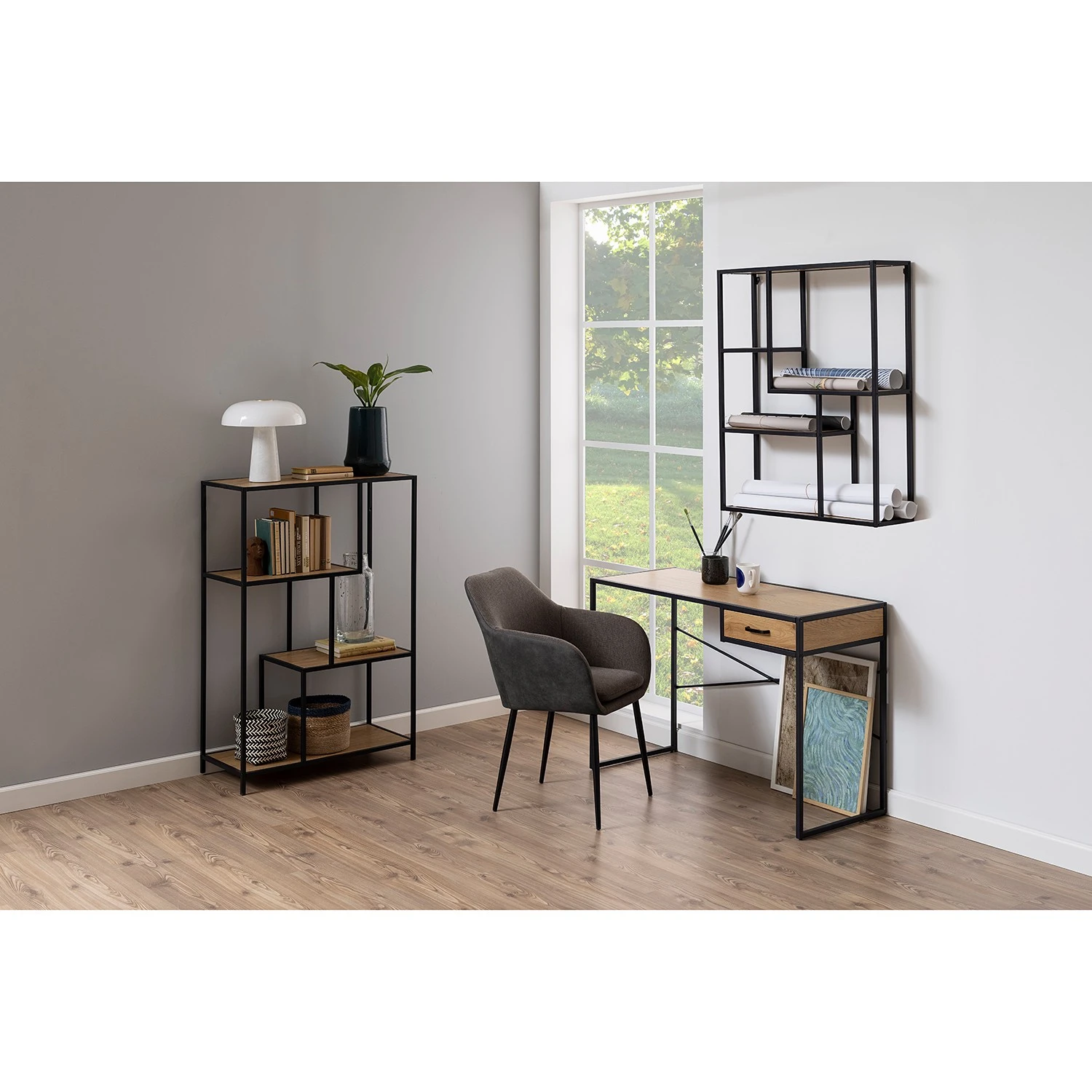 Red Living Regal Coogee I - Eiche Dekor / Schwarz - Höhe: 114 cm 3 Red Living Regal Coogee I - Eiche Dekor / Schwarz - Höhe: 114 cm – Bild 3