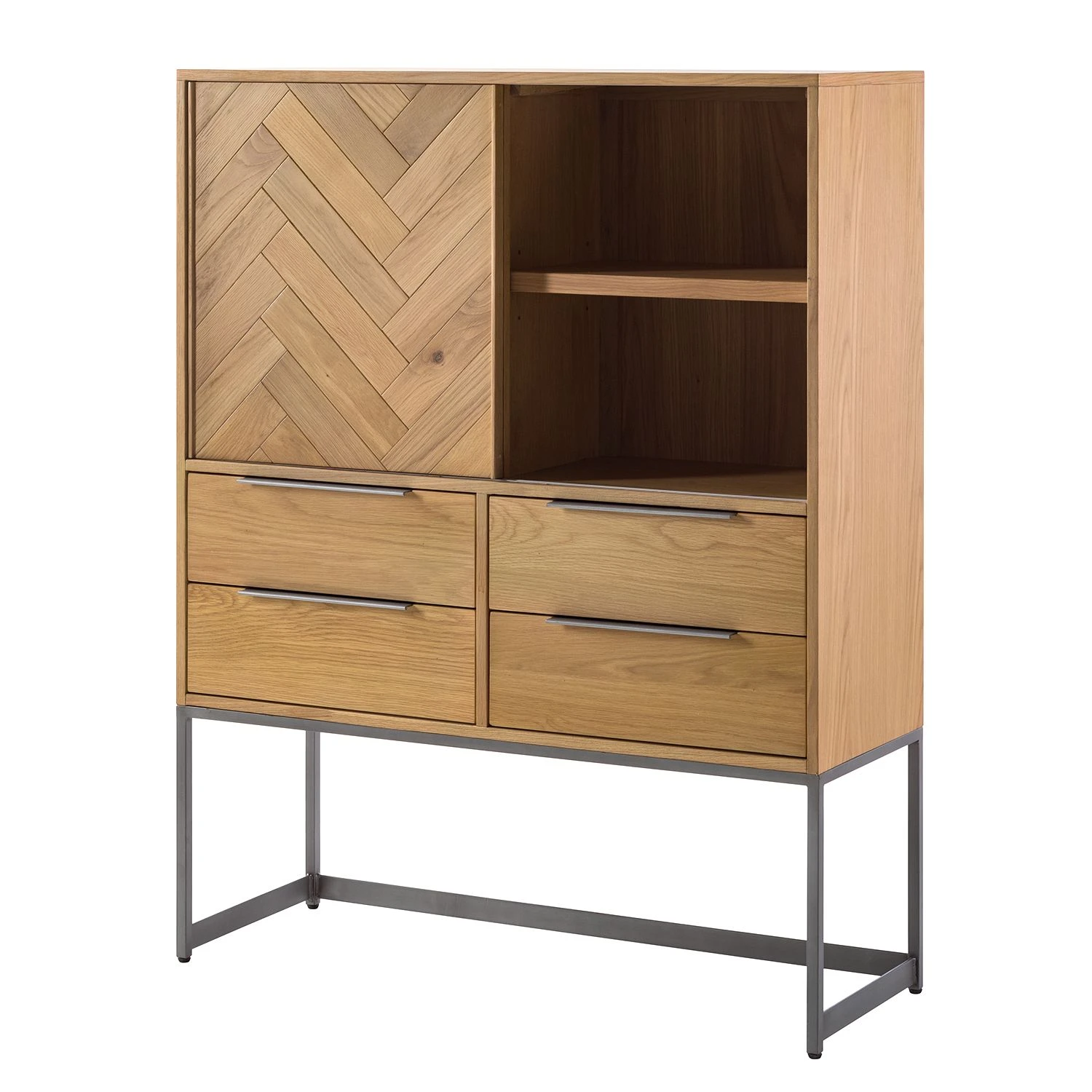 Ars manufacti Barschrank Dharai - Echtholzfurnier / Metall - Eiche / Silber 1 Ars manufacti Barschrank Dharai - Echtholzfurnier / Metall - Eiche / Silber