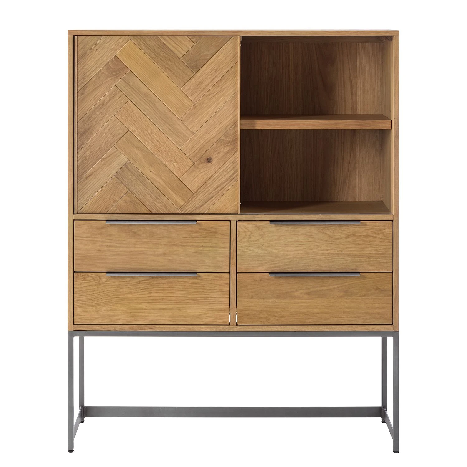 Ars manufacti Barschrank Dharai - Echtholzfurnier / Metall - Eiche / Silber 7 Ars manufacti Barschrank Dharai - Echtholzfurnier / Metall - Eiche / Silber – Bild 7