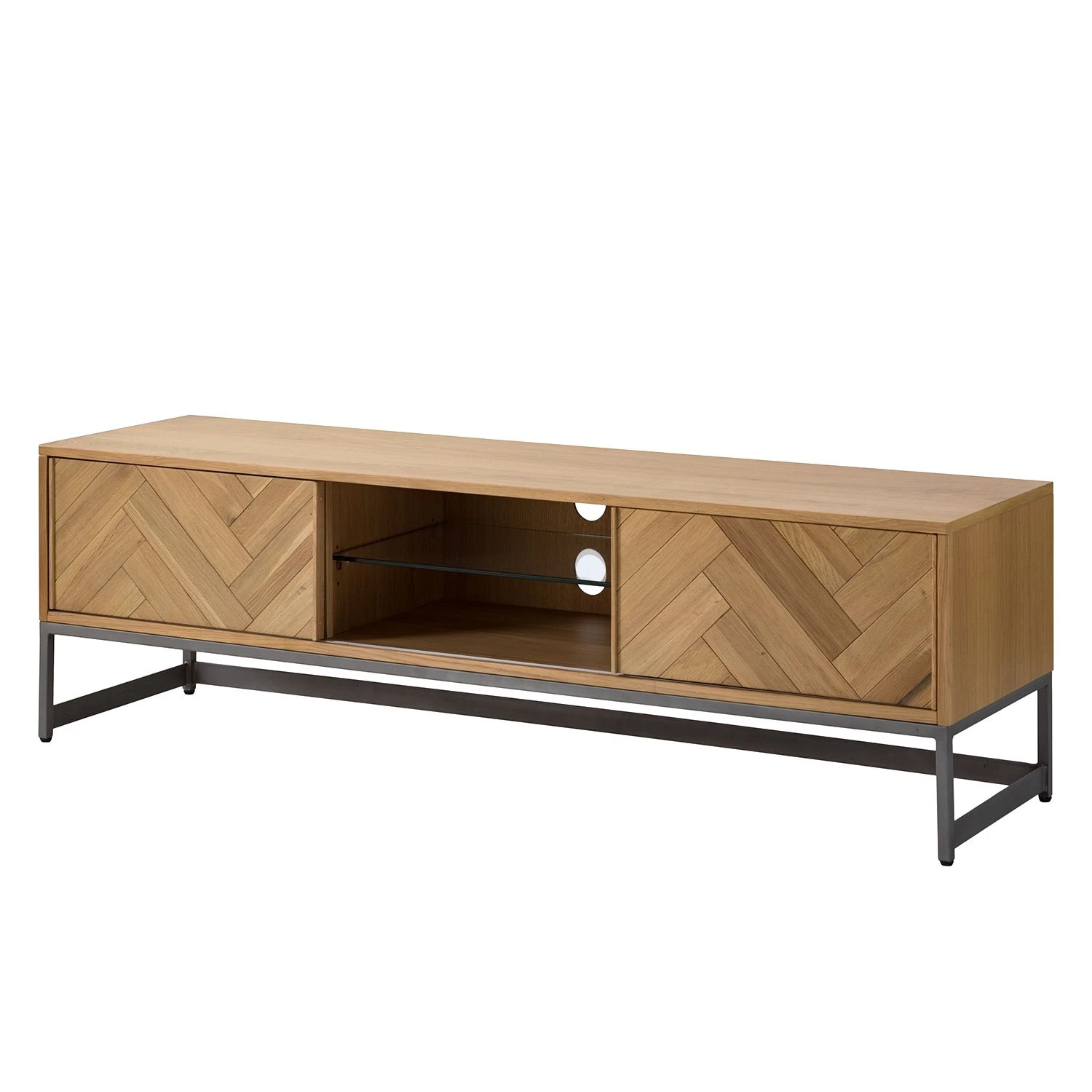 Ars manufacti TV-Lowboard Dharai - Echtholzfurnier / Metall - Eiche / Silber 4 Ars manufacti TV-Lowboard Dharai - Echtholzfurnier / Metall - Eiche / Silber – Bild 4