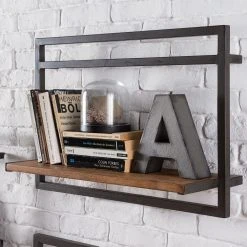 Ars manufacti Wandregal Manchester - Akazie massiv / Metall - Akazie / Anthrazit - 58 x 40 cm -Wohnzimmermöbel boutique en ligne 1000117171 180820 08335806 MOOD GALLERYIMAGES P000000001000117171 mood