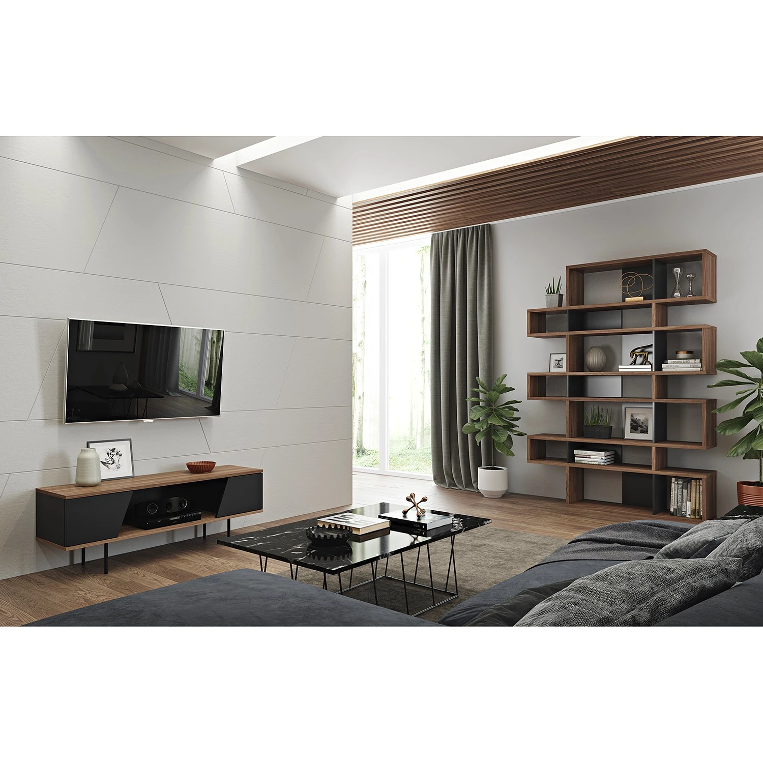 Temahome TV-Lowboard Dixie - Walnuss / Schwarz 4 Temahome TV-Lowboard Dixie - Walnuss / Schwarz – Bild 4