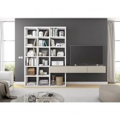 Loftscape TV-Wand Emporior III - Matt Hellbeige / Matt Weiß - Breite: 294 cm