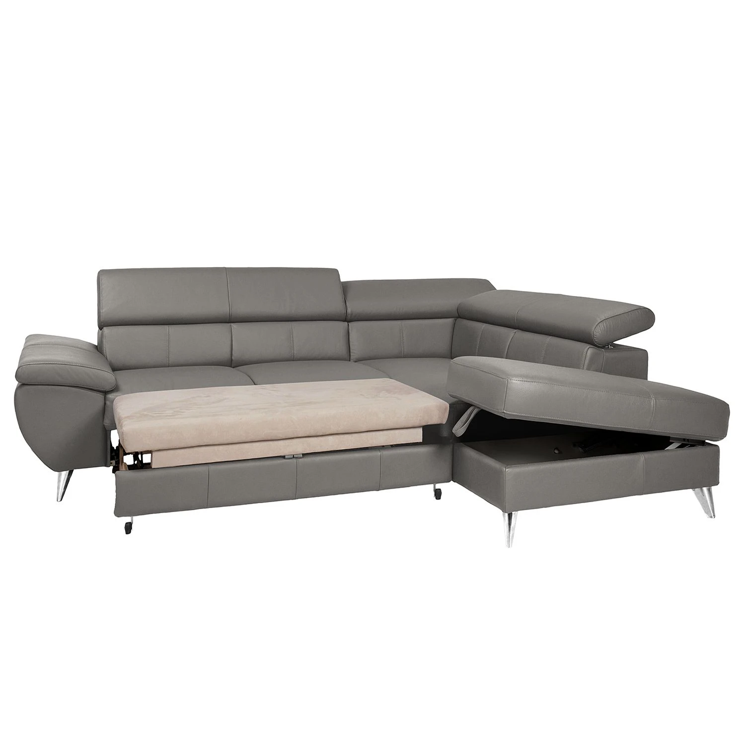 Loftscape Ecksofa Hodge Echtleder - Fango - Ottomane davorstehend rechts - Schlaffunktion - Bettkasten 4 Loftscape Ecksofa Hodge Echtleder - Fango - Ottomane davorstehend rechts - Schlaffunktion - Bettkasten – Bild 4