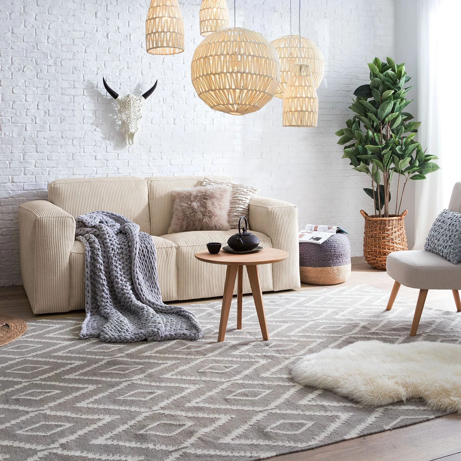 Ars Natura 2-Sitzer Sofa LORALAI - Cordstoff Lola: Creme 3 Ars Natura 2-Sitzer Sofa LORALAI - Cordstoff Lola: Creme – Bild 3