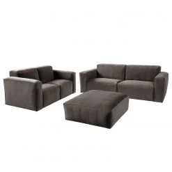 Jack & Alice Polstergarnitur Greenwich (3-2-Ho.) - Grau / Braun